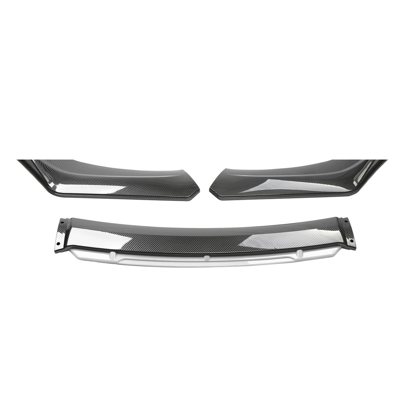 Front Spoiler Lippe Universal Auto Front Stoßstange Lip Body Kit Spoiler Carbon Faser ABS Dekorative Streifen Stoßstange Canard Lip Splitter 3-Abschnitt Frontstoßstange Lippe(Carbon and White) von WINVOX