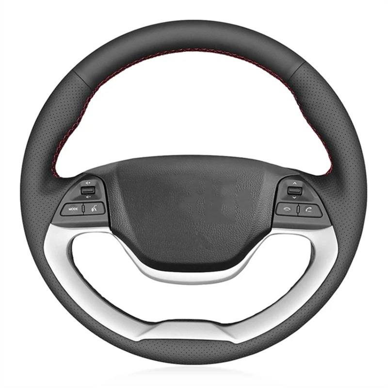 Lenkradbezug Für Kia Für Morning Für Picanto 2011-2016 Geflecht Für Lenkrad, Individuell Angefertigte Originale DIY-Auto-Lenkradabdeckung Lenkradhüllen(Black Thread) von WINVOX