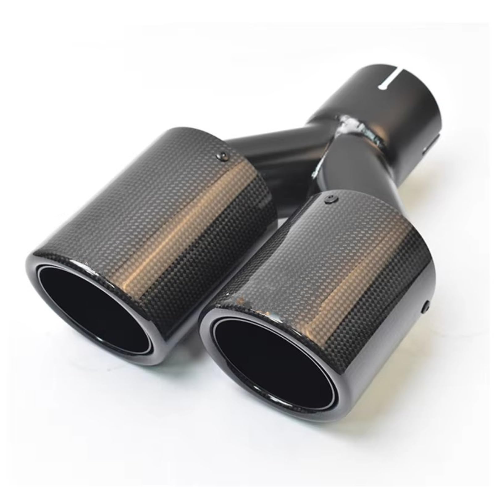 Schalldämpferspitze Für Universal Car Dual Y Typ All Black Pipe Universal Car Real Carbon Fiber Rem Auspuffrohr Auto Auspuff Endrohr(Black(Right)) von WINVOX