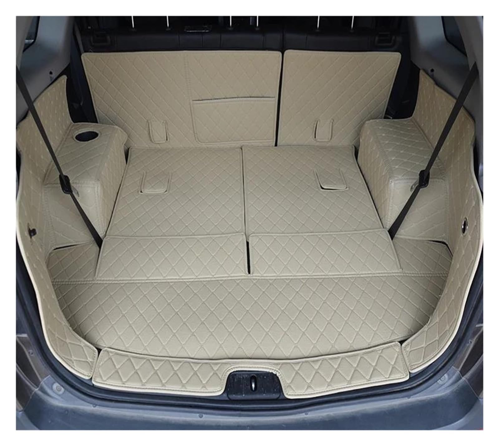 Kofferraummatte Für Chevy Für Captiva 7 Sitze Custom Car Kofferraummatten Leder Cargo Liner Teppiche Innendekoration Zubehör Auto Kofferraummatte(Beige,08-11) von WIRMEC