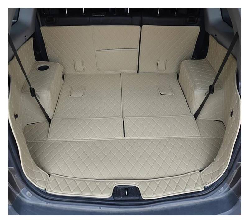 Kofferraummatte Für Chevy Für Captiva 7 Sitze Custom Car Kofferraummatten Leder Cargo Liner Teppiche Innendekoration Zubehör Auto Kofferraummatte(Beige,08-11) von WIRMEC