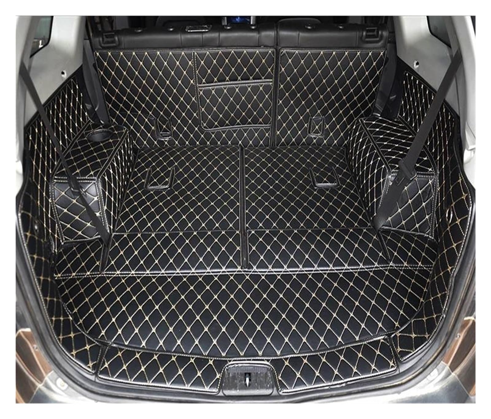 Kofferraummatte Für Chevy Für Captiva 7 Sitze Custom Car Kofferraummatten Leder Cargo Liner Teppiche Innendekoration Zubehör Auto Kofferraummatte(Schwarzbeige,08-11) von WIRMEC