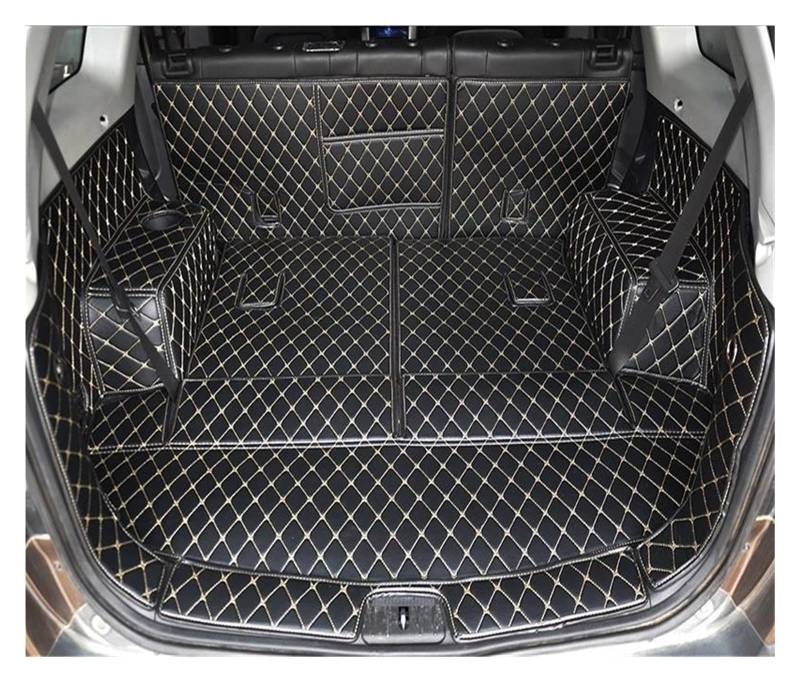 Kofferraummatte Für Chevy Für Captiva 7 Sitze Custom Car Kofferraummatten Leder Cargo Liner Teppiche Innendekoration Zubehör Auto Kofferraummatte(Schwarzbeige,08-11) von WIRMEC