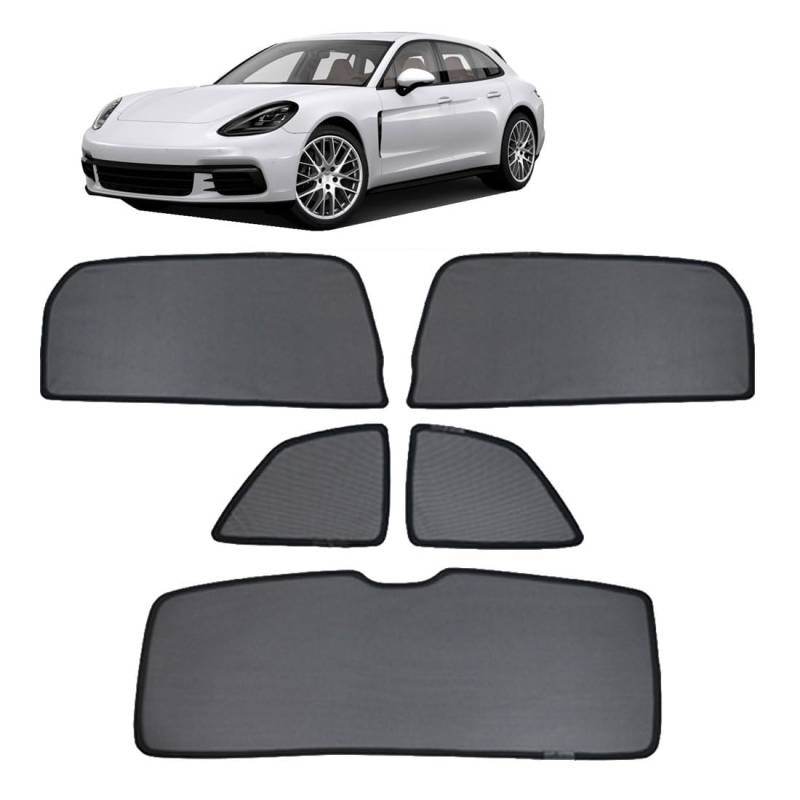 Sonnenschutz für Seitenscheiben Auto Magnetisch Vorhang für Panamera 971 2016-2023 UV Schutz Fenster Sonnenblende Zubehör für Baby Kinder Haustiere Schwarz,5pcs von WIRPORR