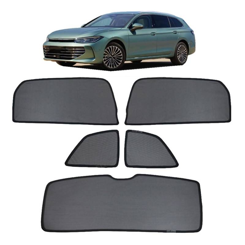 Sonnenschutz für Seitenscheiben Auto Magnetisch Vorhang für Passat B9 Variant 2024+ UV Schutz Fenster Sonnenblende Zubehör für Baby Kinder Haustiere Schwarz,5pcs von WIRPORR