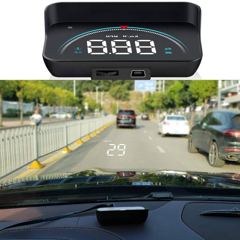 Wisamic Head up Display Auto HUD: Display OBD2 , 3,5 Zoll Geschwindigkeitsmesser Auto Tachometer Wassertemperaturmesser Motordrehzahl Sicherheitsalarme von WISAMIC