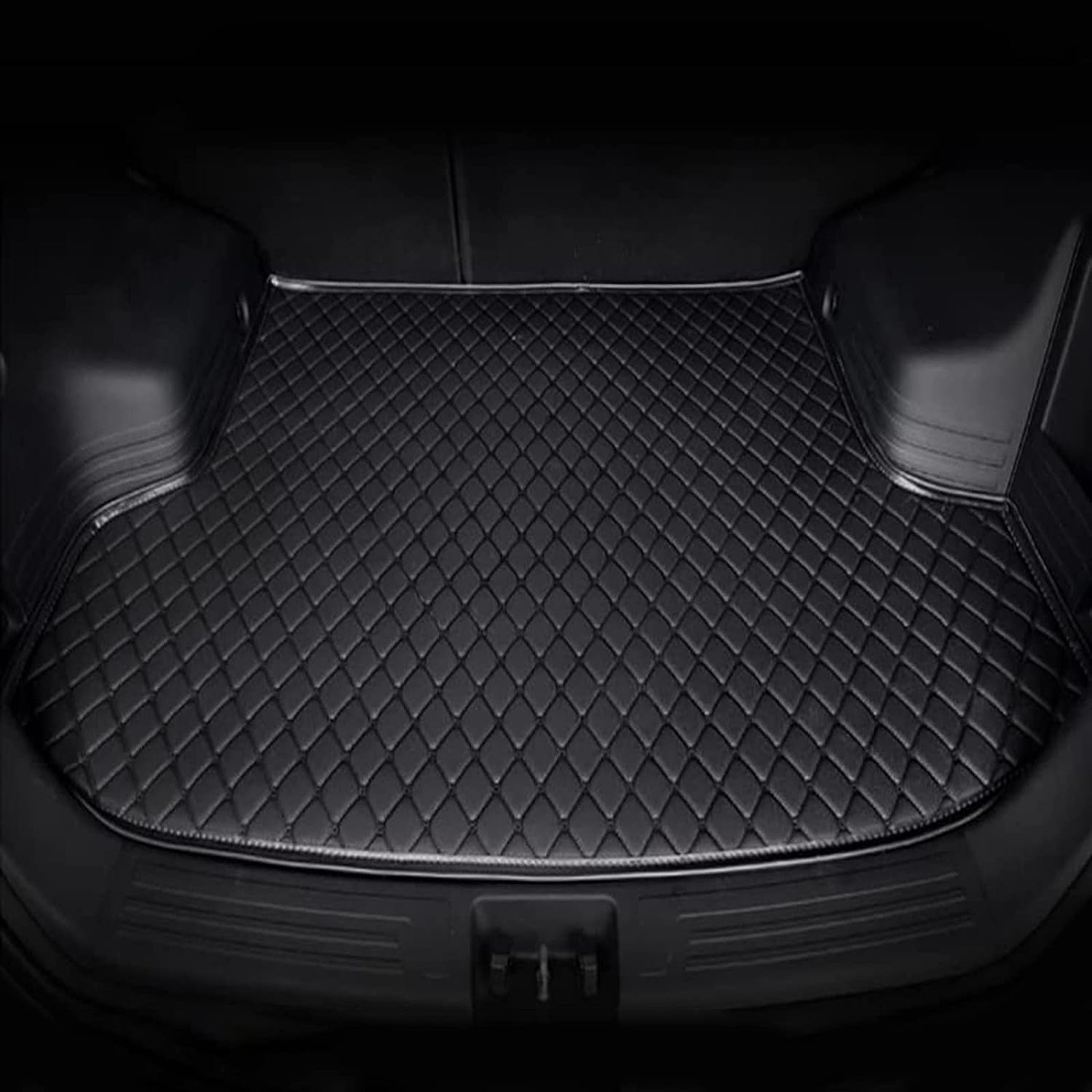 Auto Kofferraummatten für Mini F57 Cabrio 2013-2022, Leder Kofferraumwanne Schutzmatte Wasserdicht rutschfest Ladekantenschutz Autozubehör,A All-Black von WITH001
