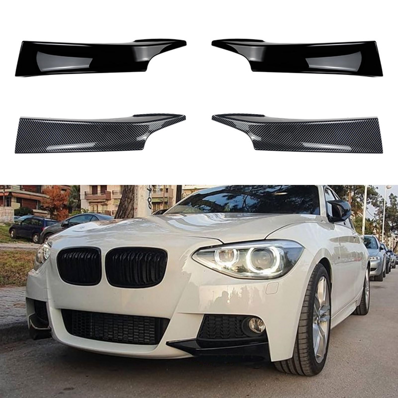 WITH001 Auto Frontlippe Frontspoiler für BMW 1 Series F20 F21 Early Years M Sport 2012-2014 120i, Frontlippe Spoiler Protector Car Styling Karosserie-Anbauteile,A Gloss Black von WITH001