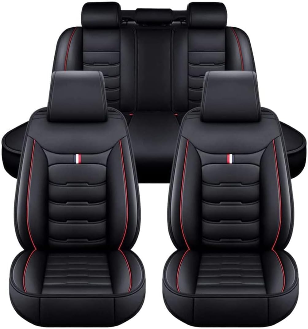 WITH001 Auto Sitzbezüge Sets für Nissan X-Trail IV T33 2022 2023, Leder Allwetter wasserdichtes Komfortabler Autositzbezug Full Set Accessories,B Black Red von WITH001