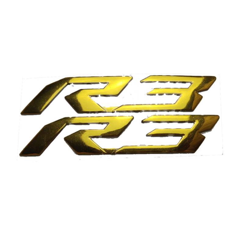 Für Yamaha YZF-R3 YZFR3 YZF R3 Motorrad 3D Emblem Abzeichen Aufkleber Tank R3 Aufkleber Weiche Reflektierende Aufkleber (Farbe : Gold) von WITTSY