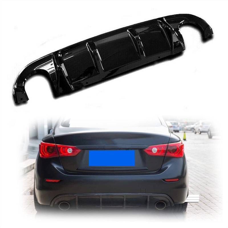 Heckstoßstange Diffusor Lippe Für Infiniti Q50 2014-2017 Glänzend Schwarz Auto Runde Auspuff Kofferraumschutz Spoilerplatte Splitter Body Kit von WITTSY