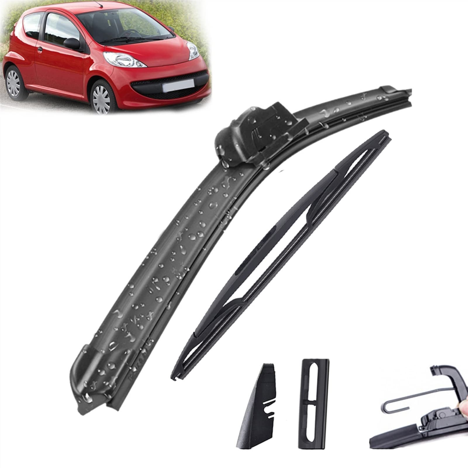 Scheibenwischerteile Scheibenwischer Vorne Und Hinten Wischerblätter Set Kit Für Peugeot 107 2005–2014 Windschutzscheibe Windschutzscheibe Fenster 26 "+ 12" von WITTSY