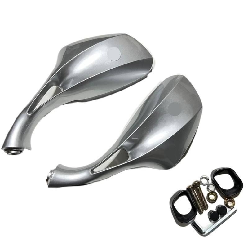 Motorrad Spiegel Seitenspiegel mit 8-mm-Gewinde for Elektroroller-Fahrrad 50 cc, 125 cc, 150 cc, 250 cc, modifizierte Rückspiegel, Universalmodell FüR Motorrad Scooter(Silver) von WJLYDM