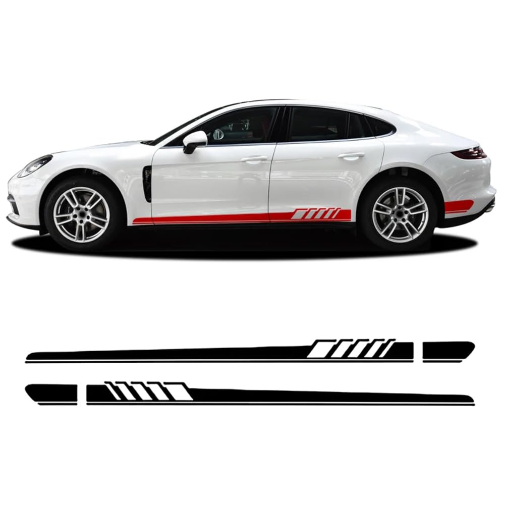 2 Pcs Door Side Stripes Skirt Sticker Vinyl Decal,for Porsche Cayenne 958 955 957 GTS Panamera 971 970 Taycan Accessories von WJSXEQF