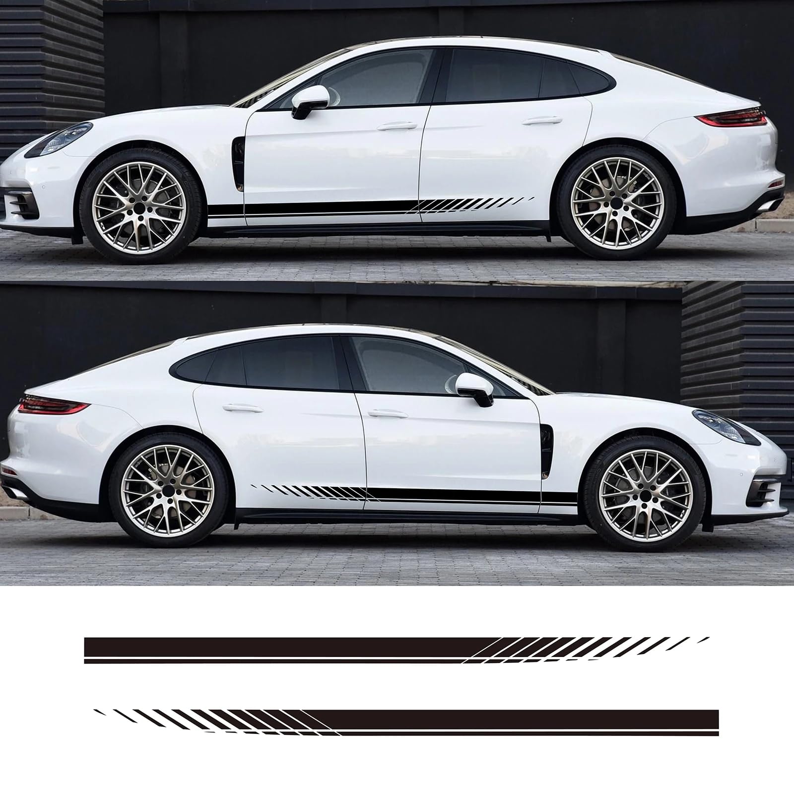 2 STÜCKE Auto Seitenstreifen Seitenstreifen Röcke Grafik Vinyl Aufkleber Aufkleber Rennen Sport Automobile Körper DIY Wrap Auto Zubehör von WJSXEQF