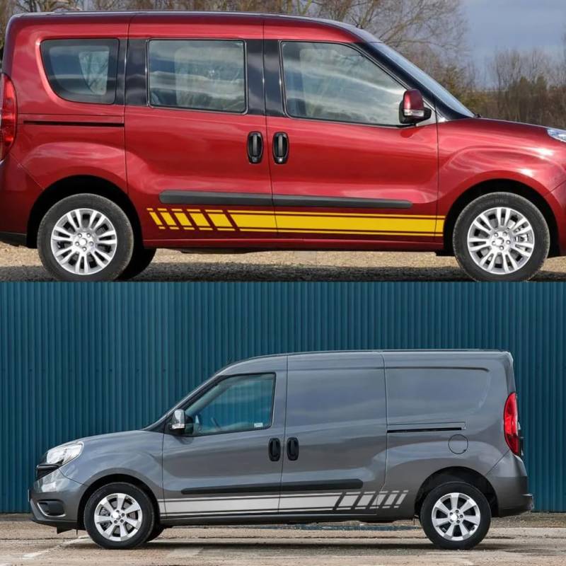 2 STÜCKE Autoaufkleber, Für FIAT Doblo Cargo Panorama Vauxhall, Für Opel Combo Camper Van Grafiken Vinyl Aufkleber Tuning Autozubehör von WJSXEQF