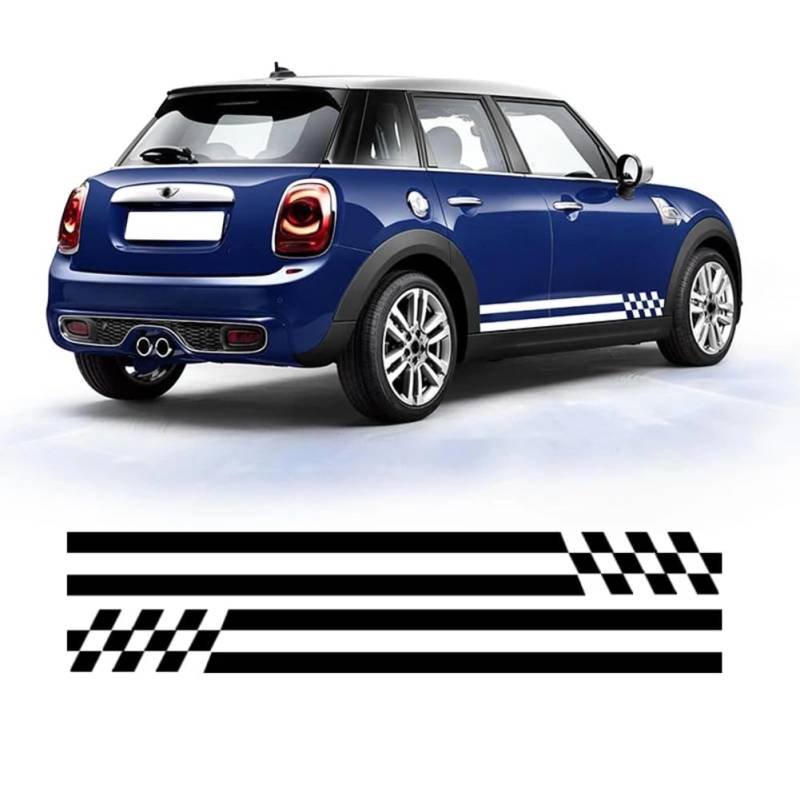 2 Stück Karierte Styling Tür Seite Stipes Rock Aufkleber, für Mini Cooper S One R50 R52 R53 R56 R57 F55 F56 F57 JCW Zubehör von WJSXEQF