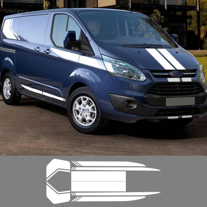 2 Teile/Los Auto Aufkleber, für Ford Transit Tourneo Custom MK7 MK8 MK9 Sport Stripe KIT Van Vinyl Aufkleber Tuning Auto Zubehör von WJSXEQF