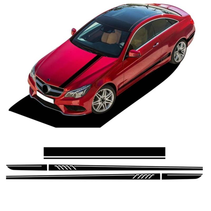 3 Pcs Car Hood Decal Side Stripes Skirt Sticker,for Mercedes Benz E Class W212 E63 AMG S212 A207 C207 E250 E300 E350 Accessories von WJSXEQF