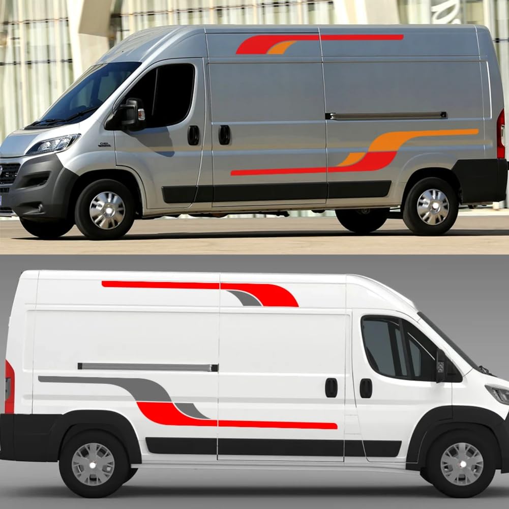 4 STÜCKE Autoseite Lange Streifen Grafikaufkleber, Für Peugeot, Für Citroen, Für FIAT Ducato Autozubehör Vinyl Film Aufkleber von WJSXEQF