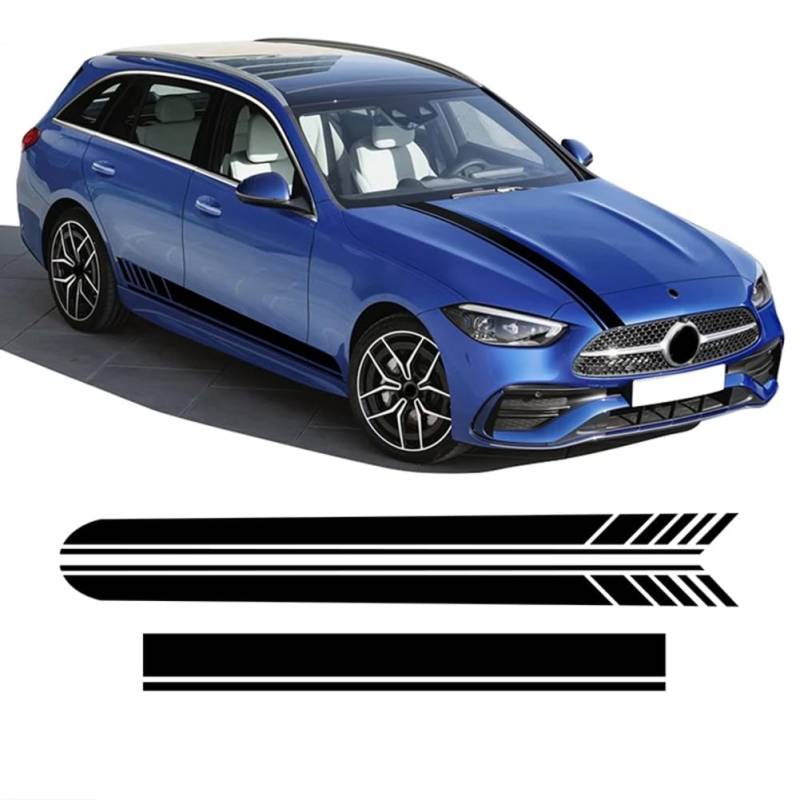 Car Hood Decal Side Stripes Skirt Sticker,for Mercedes Benz C Class W206 S206 2021 Accessories von WJSXEQF