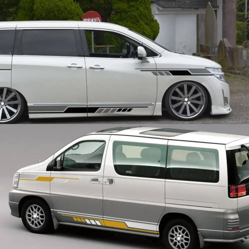 Seitenaufkleber für Autotüren, für Nissan Elgrand E50 E51 E52 2.5 3.5 Teile Camper Van Grafiken Auto-Tuning-Zubehör Vinyl-Aufkleber von WJSXEQF