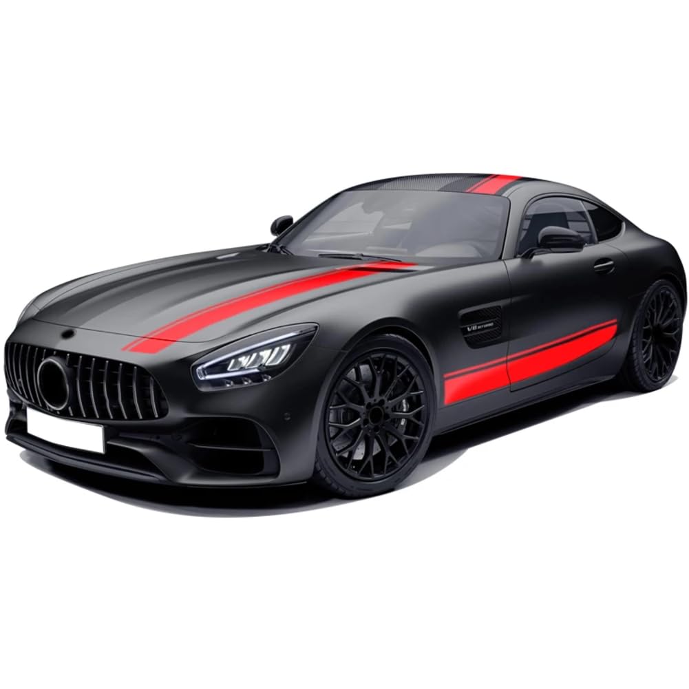 Seitenstreifen-Rockaufkleber, Motorhauben-Bodykit-Aufkleber, für M=ercedes, für B=ENZ, für AMG GT C190 R190 GTS GTR GTC 2015-2021 Zubehör von WJSXEQF