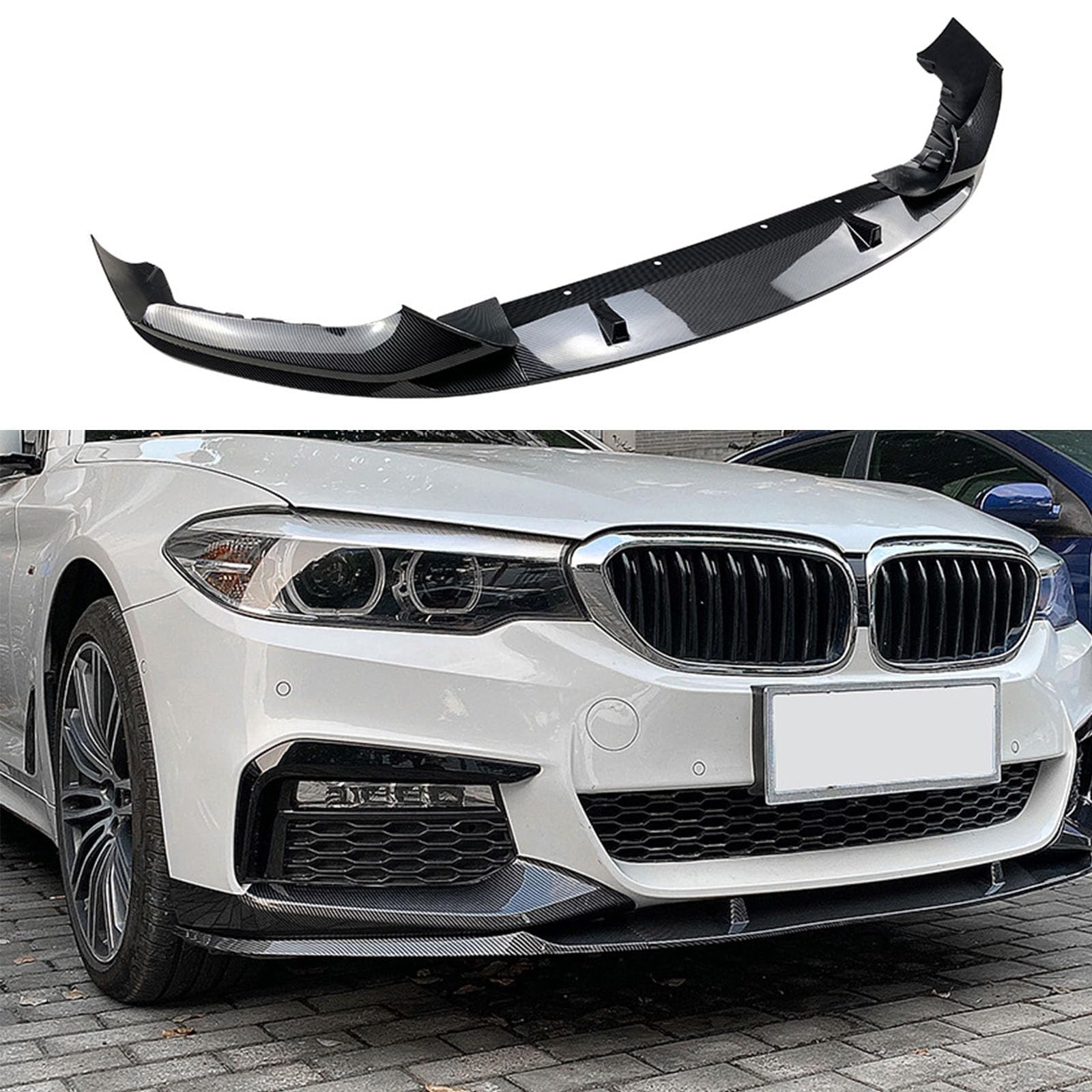 Auto Frontlippe Spoiler für BMW 5 Series G30 M Sport 2018-2020,Auto Stoßstangenschutz Splitter Diffusor Auto Frontlippe Body Kit Zubehör,B Carbon Fiber Look von WJWMAOXJ