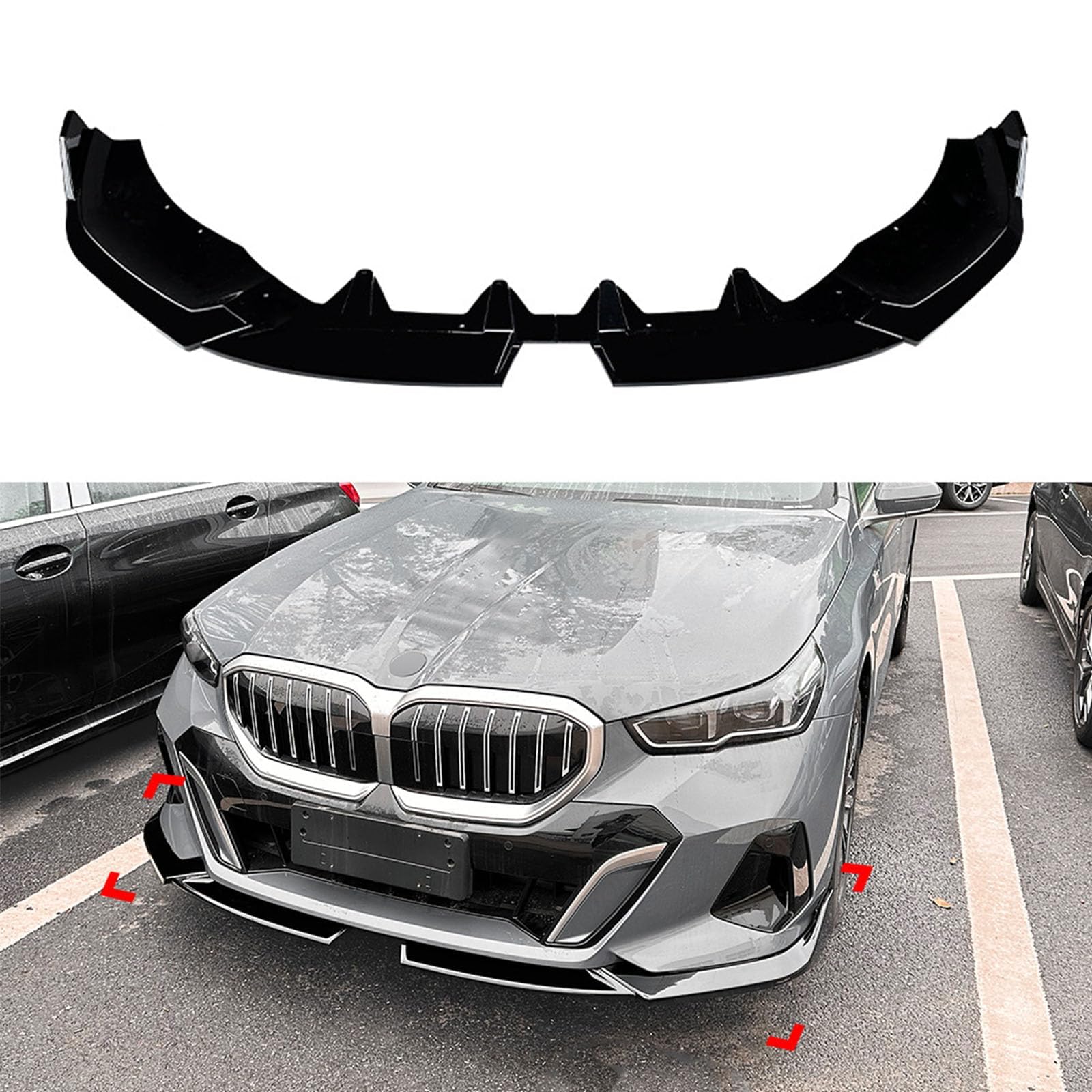 Auto Frontlippe Spoiler für BMW 5 Series I5 G60 G61 M Sport 2024+,Auto Stoßstangenschutz Splitter Diffusor Auto Frontlippe Body Kit Zubehör,A Glossy Black von WJWMAOXJ