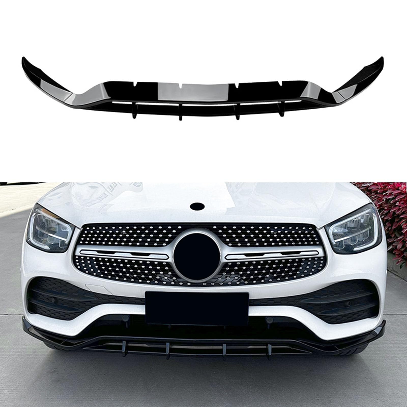 Auto Frontlippe Spoiler für Benz GLC X253 GLC200 GLC260 GLC300 AMG 2020-2022,Auto Stoßstangenschutz Splitter Diffusor Auto Frontlippe Body Kit Zubehör,A Glossy Black von WJWMAOXJ