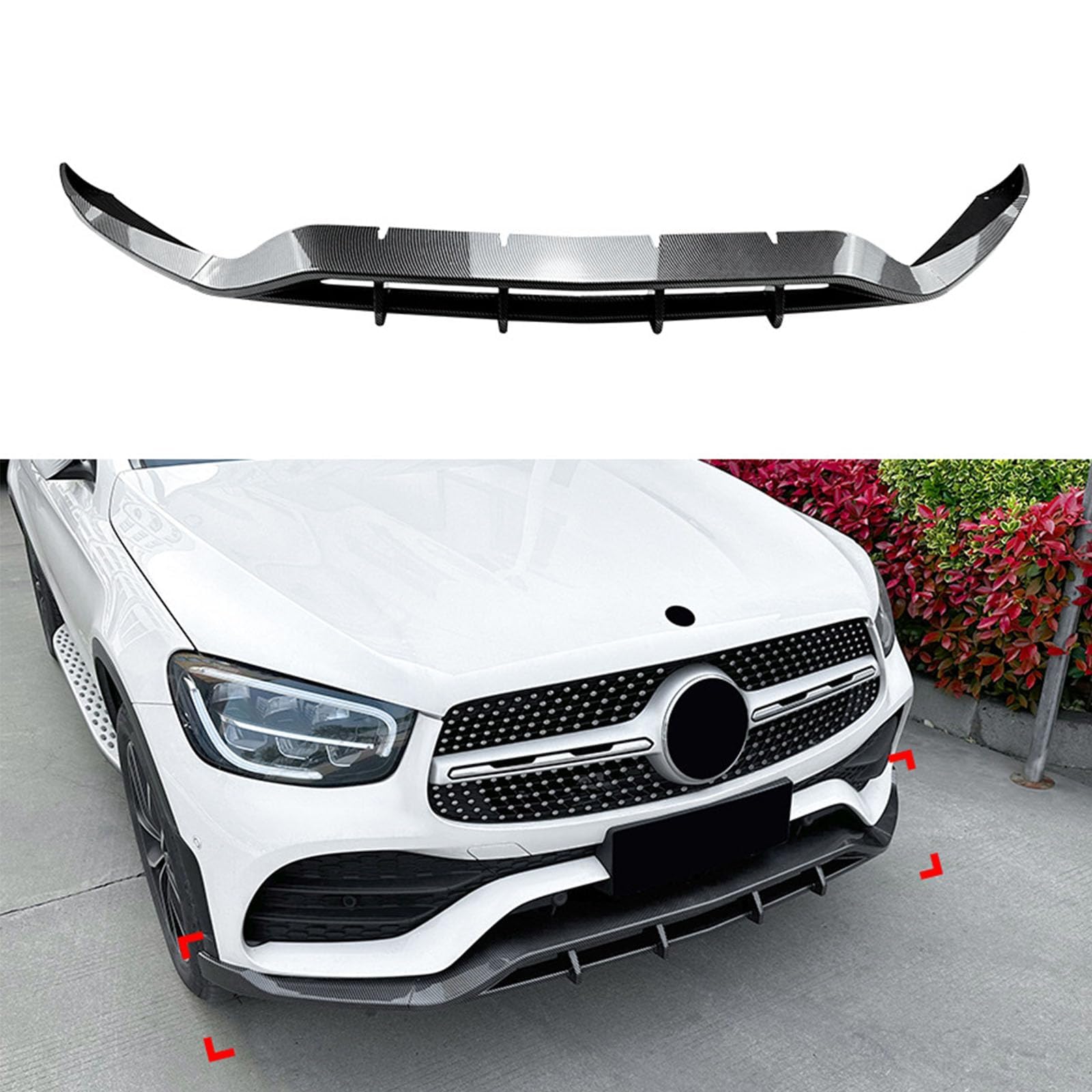 Auto Frontlippe Spoiler für Benz GLC X253 GLC200 GLC260 GLC300 AMG 2020-2022,Auto Stoßstangenschutz Splitter Diffusor Auto Frontlippe Body Kit Zubehör,B Carbon Fiber Look von WJWMAOXJ