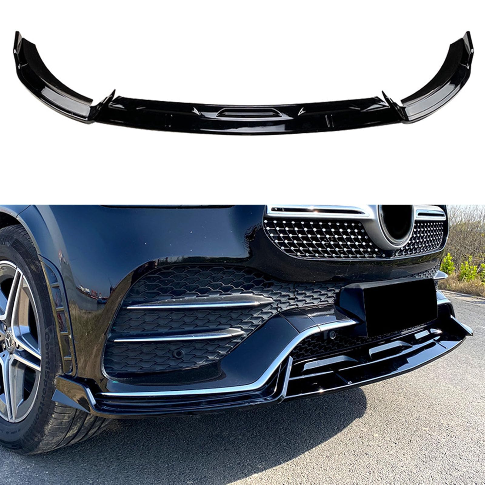 Auto Frontlippe Spoiler für Benz GLE W167 C167 2019-2023,Auto Stoßstangenschutz Splitter Diffusor Auto Frontlippe Body Kit Zubehör,A Glossy Black von WJWMAOXJ