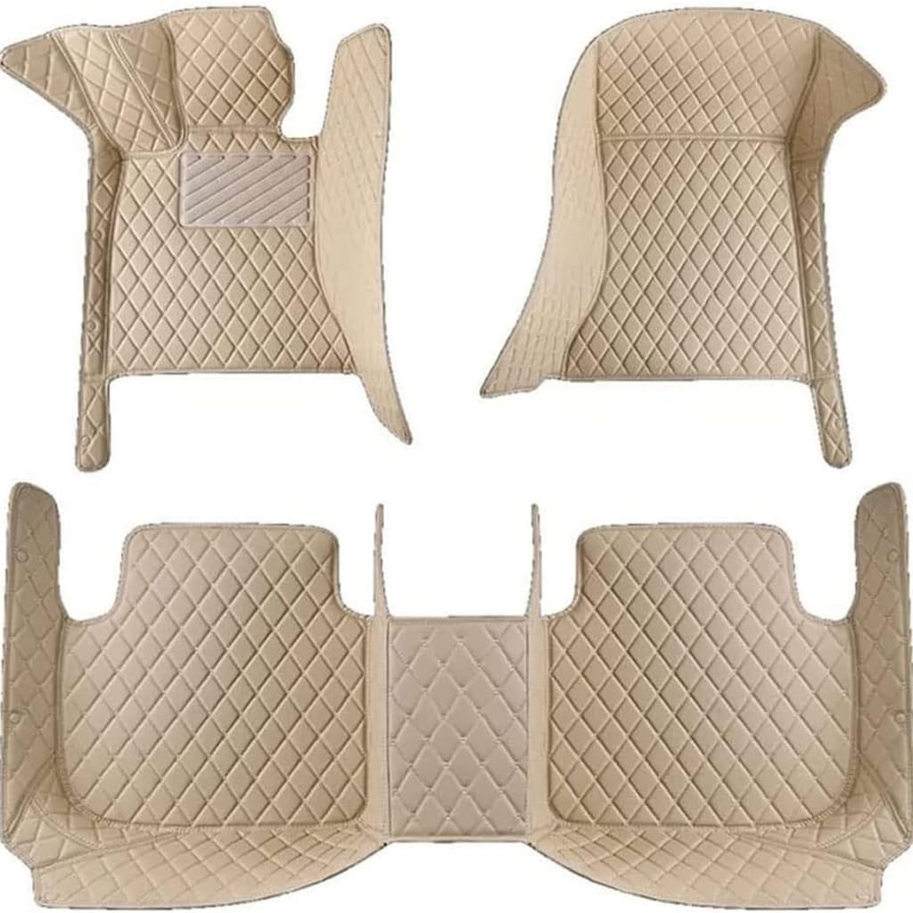 Auto-Fußmatten für KIA Sorento(5seats) 2015-2020,Maßgeschneiderte Allwetter Leder Wasserdicht Staubdicht Kratzfest rutschfest Protection Liner Teppich Polster,LHD-Beige von WJWZZGYL