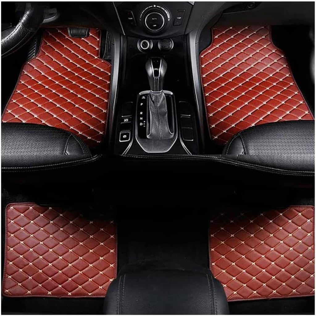 Auto-Leder-Fußmatten für Audi A7 MK2 2019-2023A, wasserdichte rutschfeste Teppich-Fußpolster Auto-Innenschutz-Zubehör,E-Brown von WJWZZGYL