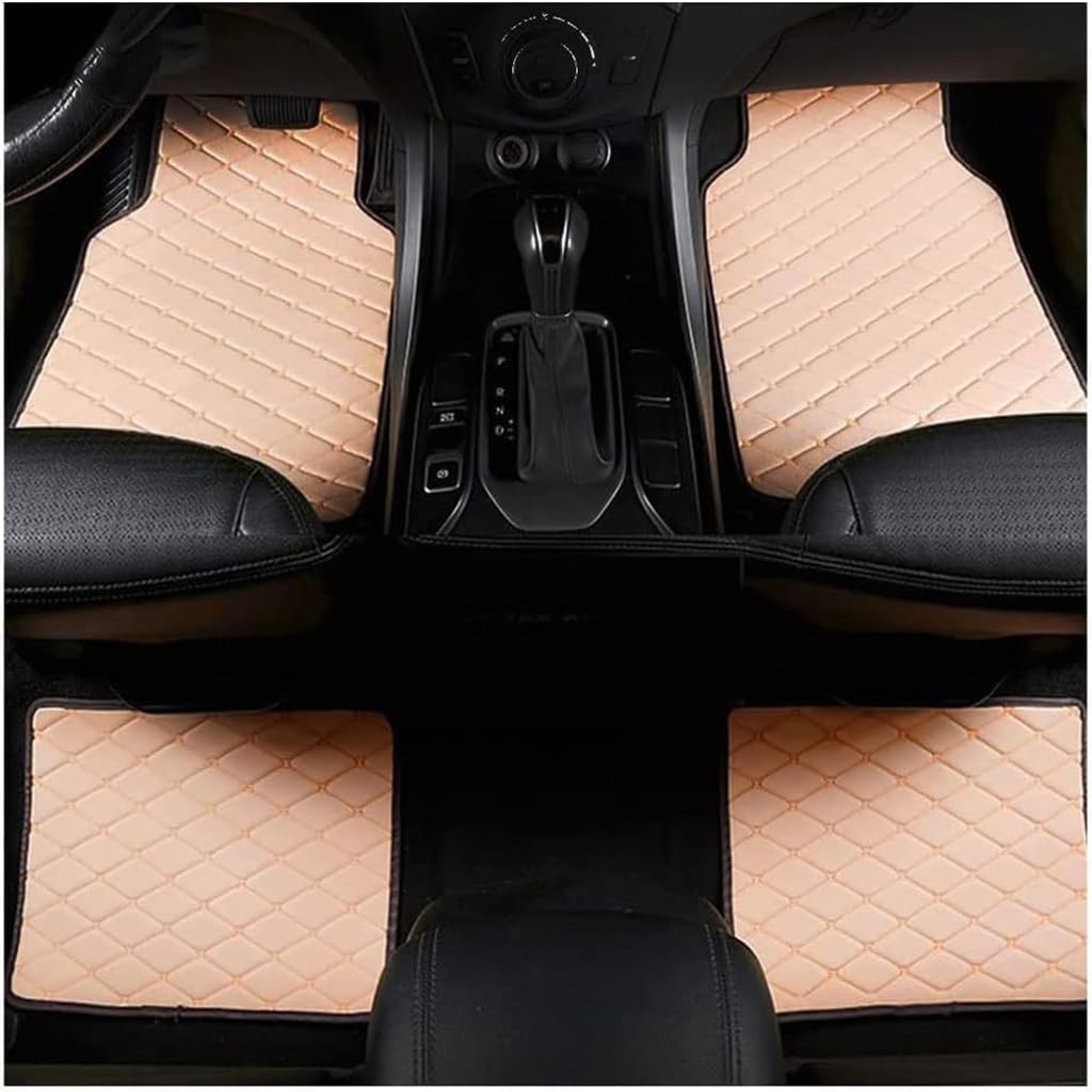 Auto-Leder-Fußmatten für Ford C-Max 2017-2023A, wasserdichte rutschfeste Teppich-Fußpolster Auto-Innenschutz-Zubehör,D-Beige von WJWZZGYL