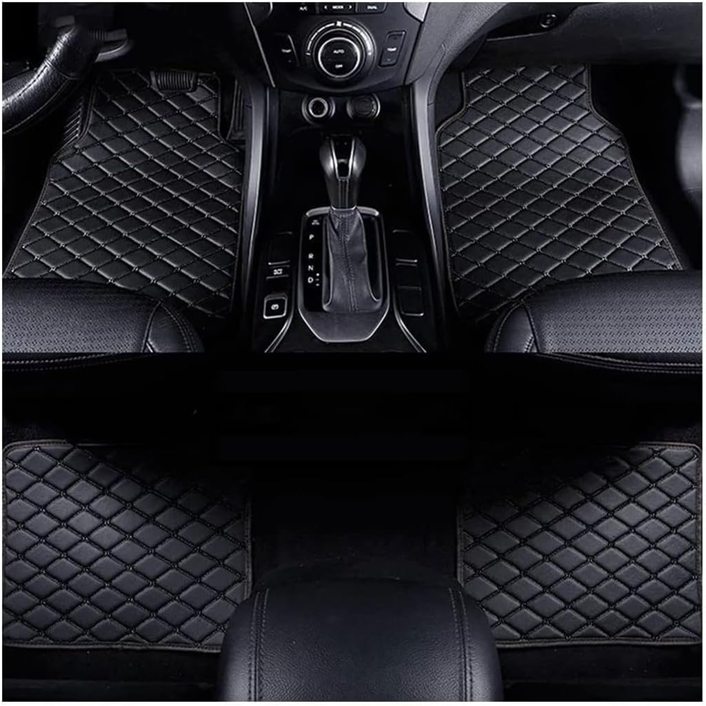 Auto-Leder-Fußmatten für Jaguar F-TYPE Coupe 2013-2021A, wasserdichte rutschfeste Teppich-Fußpolster Auto-Innenschutz-Zubehör,A-Black von WJWZZGYL