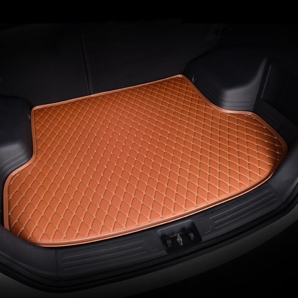 Auto Leder Kofferraummatten für VW Golf 2010-2013, Kofferraum schutzmatte Kofferraumwanne chutzmatte Kratzfeste ZubehöR,Brown von WJWZZGYL