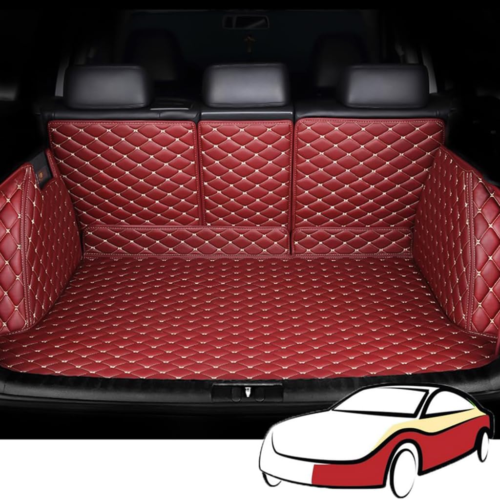 Kofferraummatte Auto für Discovery (7seats) 2004-2009,Wasserdicht rutschfest Kofferraum Vollständige Abdeckung Schutzmatten Autozubehör,WineRed von WJWZZGYL