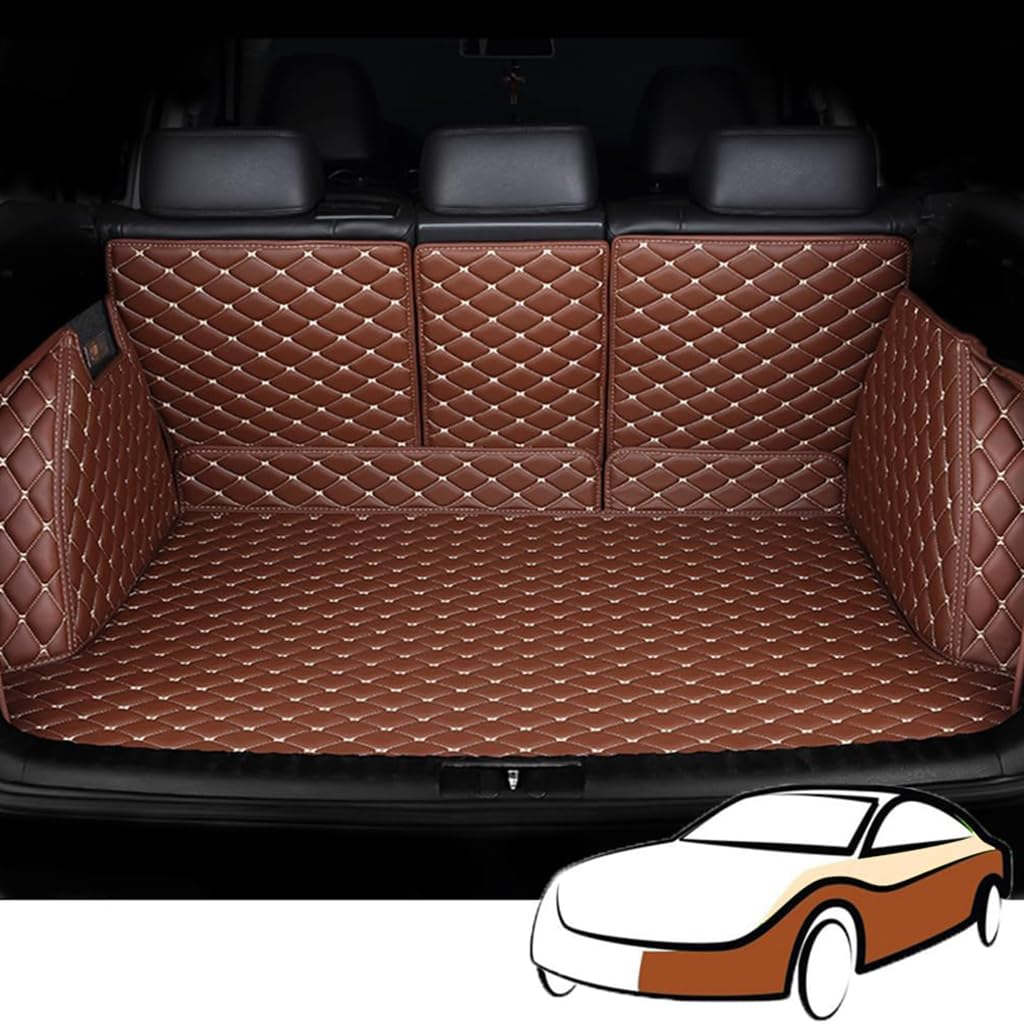 Kofferraummatte Auto für Toyota Handlander 7seats 2009-2014,Wasserdicht rutschfest Kofferraum Vollständige Abdeckung Schutzmatten Autozubehör,Brown von WJWZZGYL