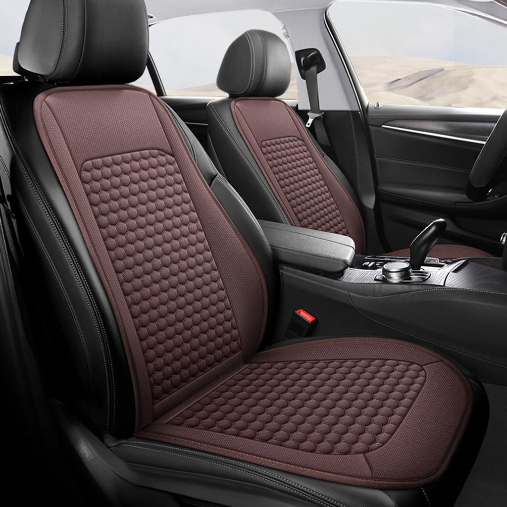 WJWZZGYL Autositzbezug für Benz GLE (5seats) W166 2015-2019, kühles Sitzkissen aus Eisseide Sommerkühlung Autositz-Schutzkissen atmungsaktives Kissen,Brown-2 Pieces von WJWZZGYL