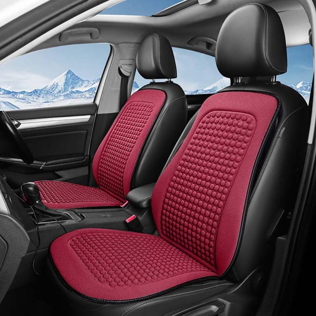 WJWZZGYL Autositzbezug für KIA Sorento(5seats) 2006-2008, kühles Sitzkissen aus Eisseide Sommerkühlung Autositz-Schutzkissen atmungsaktives Kissen,Red-2 Pieces von WJWZZGYL