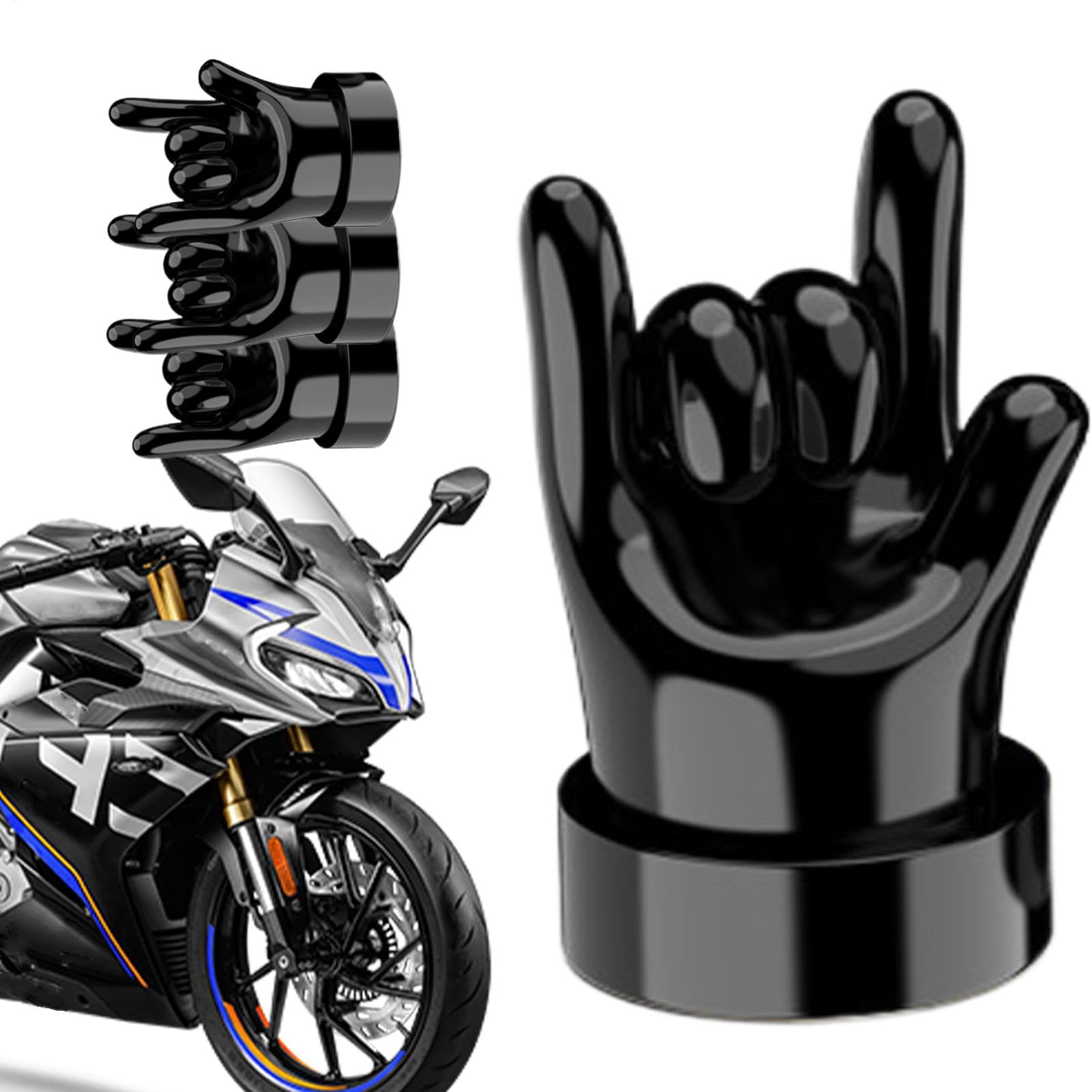 WJnflQN Finger-Reifenkappen, Gummi-Ventilkappen, Ventilkappen 4 Stück Reifen Mittelfinger Vorbaukappen, Seal Air Caps Lustige Gummi-Reifenkappen für Auto und Motorrad von WJnflQN