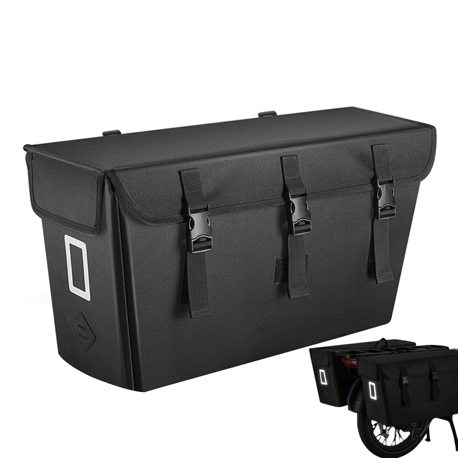 WJnflQN Schwarze E-Fahrradtasche, E-Fahrrad-Gepäckträgertasche mit großem Fassungsvermögen,Mehrzweck-Heckgepäckträger mit großer Kapazität - Benutzerfreundliches 23-Liter-Fahrzubehör, Schwarze von WJnflQN