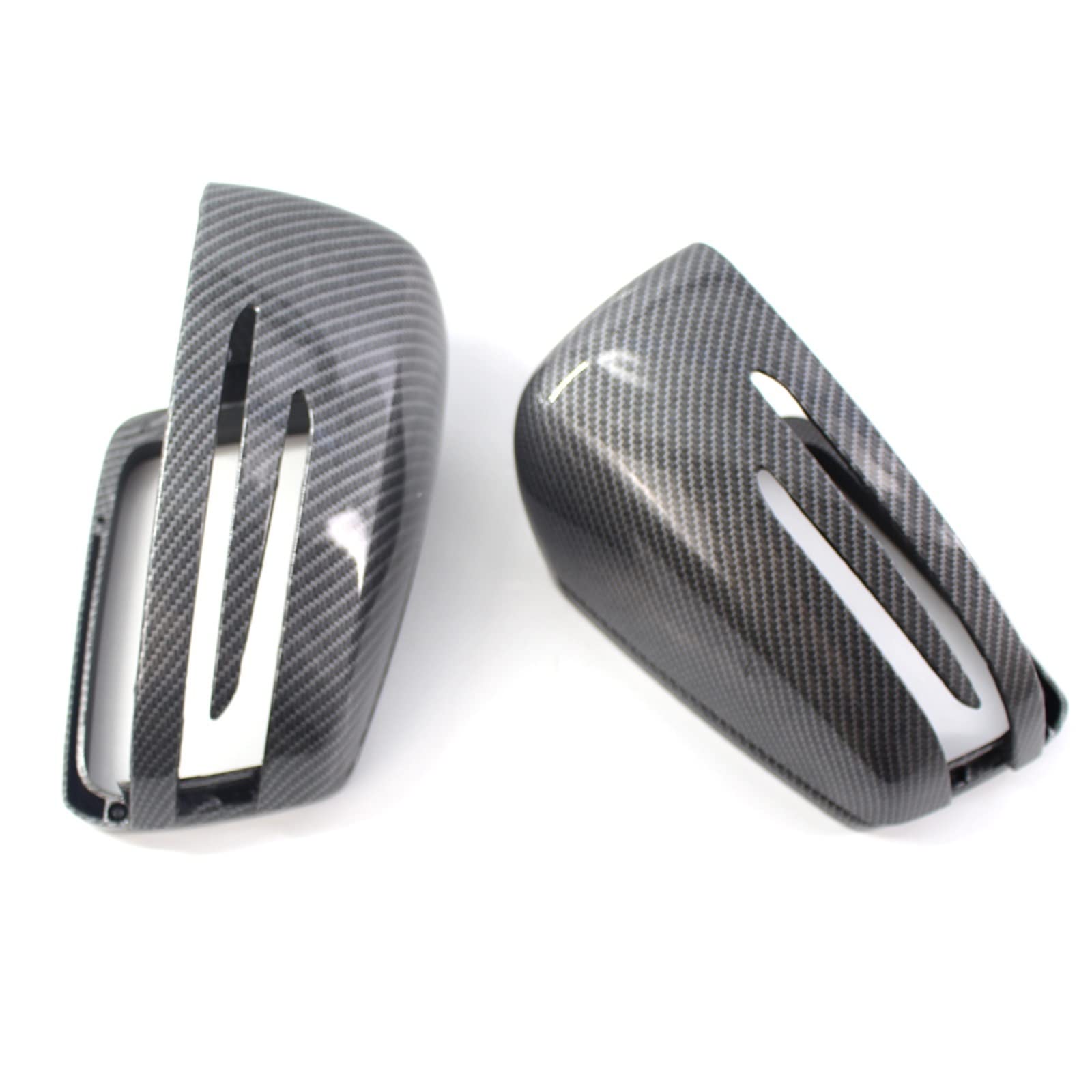 WKWPYCYUH Rückspiegelabdeckungen passend for Mercedes-Benz W204 E W212 W176 W246 CLS C218 GLA X156 ABS Kohlefaser glänzend schwarz Rückspiegel(Carbon fiber) von WKWPYCYUH