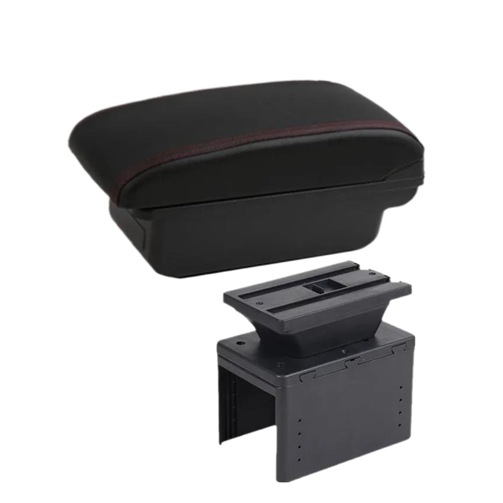 Aufbewahrungsbox Armlehnen Universal Armlehnenbox Fürs Auto Aufbewahrungsbox Nachrüstteile Autoinnenausstattung Aufbewahrungsbox die Mittelkonsole(A1 Schwarz Rot KEIN USB) von WKXTECZT