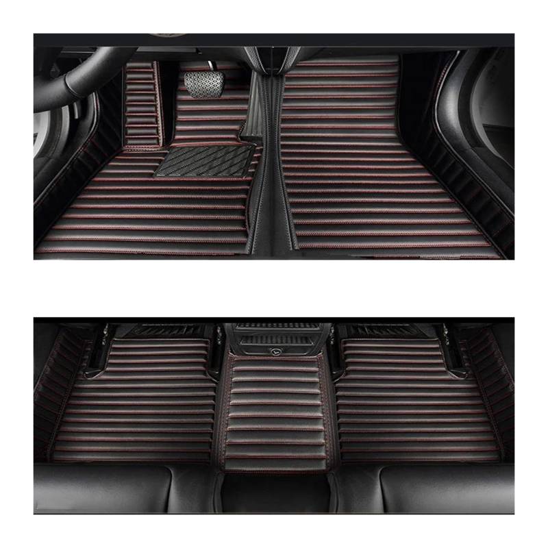 Auto-Fußmatten Für Mercedes Für Benz E W211 2003 2004 2005 2006 2007-2008 Innenausstattung Teppich Autobodenmatte(Schwarz Rot 5-Sitzer) von WKXTECZT