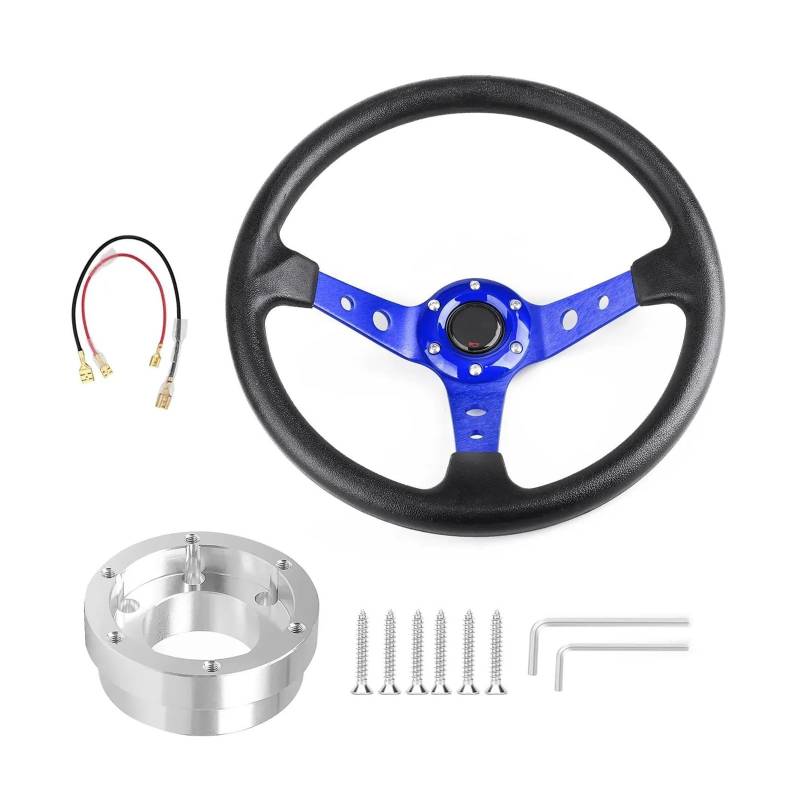 Steuerschalter Winkelsensor Für Logitech G29 G920 G923 350 Mm 14 Zoll Auto Sport Drifting Lenkräder Mit Adapterplatte 70 Mm PCD Paddle Shift Booster Knopf(Blau mit Silber) von WKXTECZT