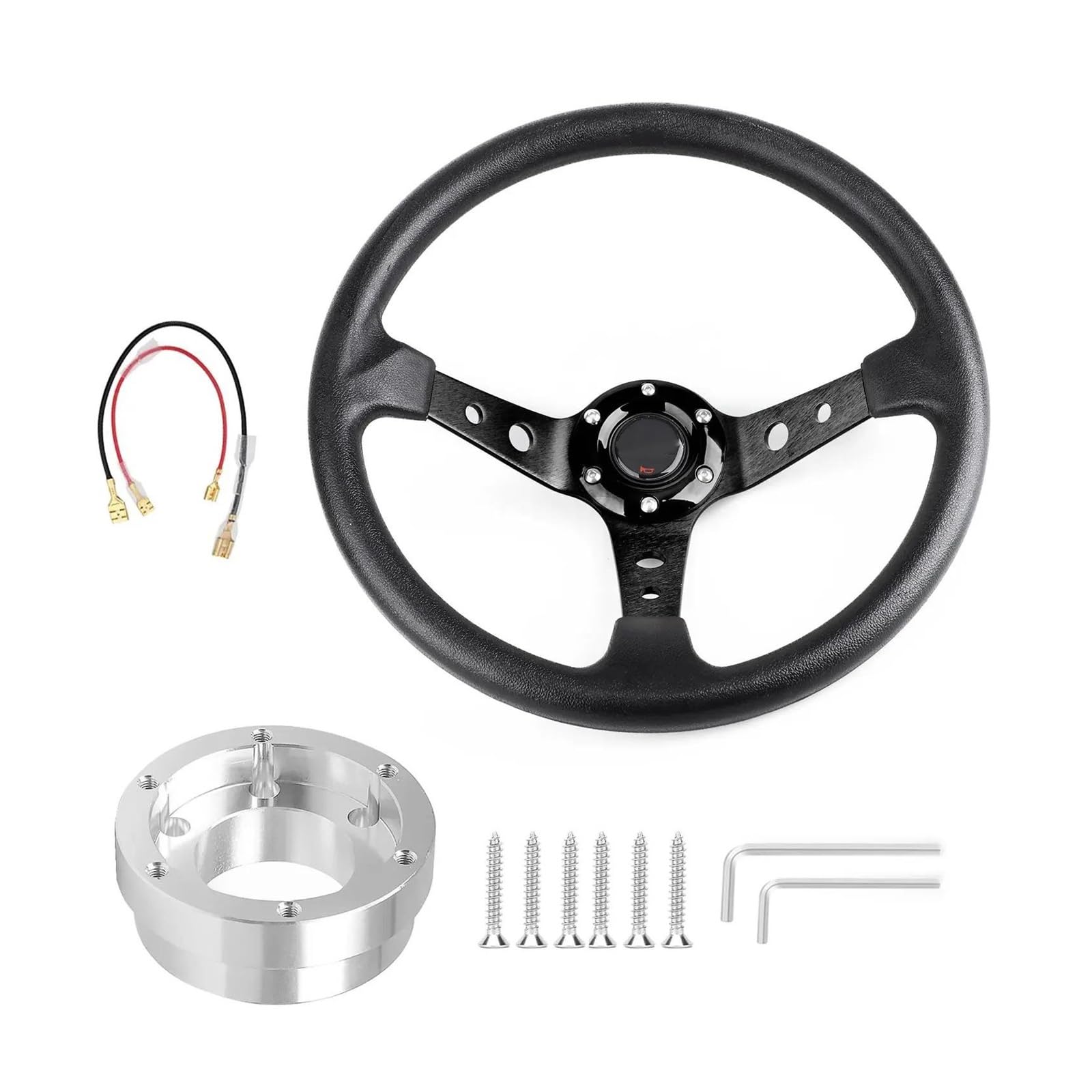 Steuerschalter Winkelsensor Für Logitech G29 G920 G923 350 Mm 14 Zoll Auto Sport Drifting Lenkräder Mit Adapterplatte 70 Mm PCD Paddle Shift Booster Knopf(Schwarz mit Silber) von WKXTECZT