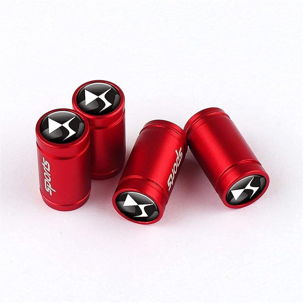 4 Stück Auto Ventilkappen Abdeckung für AAA Auto Valve CapsStaubschutzkappen Reifenventilkappen Styling Zubehör, red Style von WLCYX