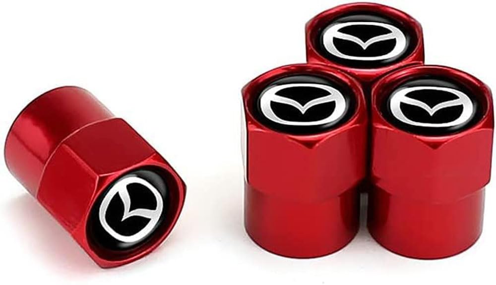 4 Stück Auto Ventilkappen Abdeckung für Mazda Mazda3 CX5 CX6 Auto Valve CapsStaubschutzkappen Reifenventilkappen Styling Zubehör,red Style-A von WLCYX